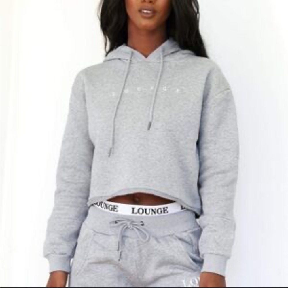 Lounge Apparel | Cropped lounge logo hoodie sweatshirt